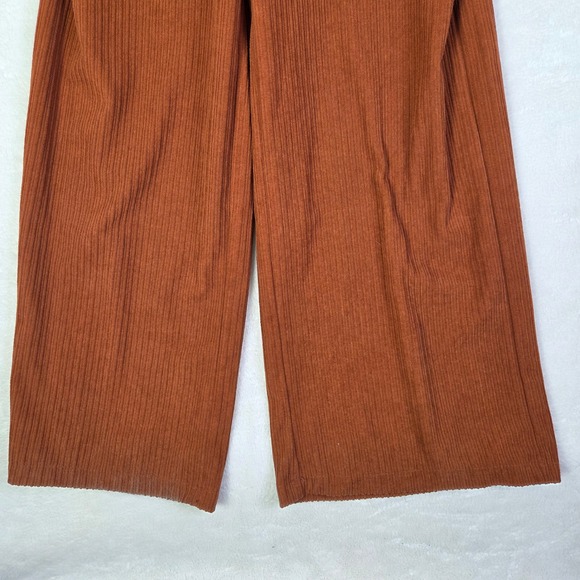Cider Rust Orange Corduroy Wide Leg Overalls Jumpsuit Size M Retro Boho Pocket - Picture 2 of 9
